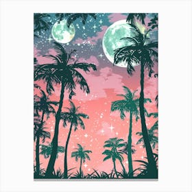 Palm Trees In The Night Sky Canvas Print