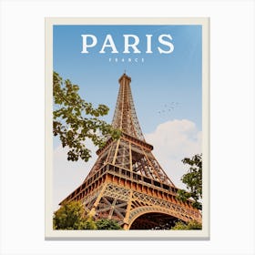 Paris France Effiel Tower Travel Poster Canvas Print