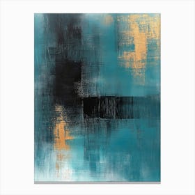 Teal And Black Abstract 1 Canvas Print