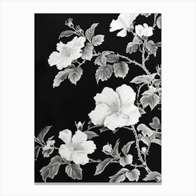 Great Japan Hokusai Monochrome Flowers 132 Canvas Print