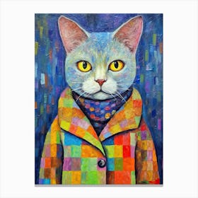 Fashionable Feline Canvas; Cat Elegance In Oil Canvas Print