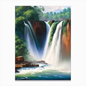 Iguazu Falls Of The South, Argentina Peaceful Oil Art  Canvas Print