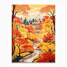 Summer Palace, China In Autumn Fall Illustration 1 Canvas Print