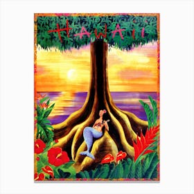 Hawaii, Lonely Mermaid Over The Big Tree Canvas Print