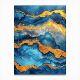 Blue and yellow abstraction painting Canvas Print