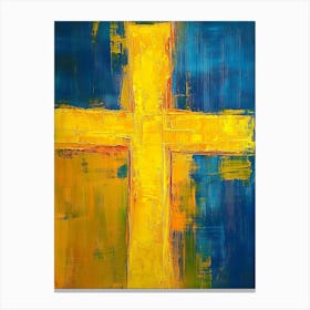 Yellow Abstract Cross Canvas Print