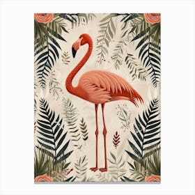 Greater Flamingo And Ferns Boho Print 1 Canvas Print