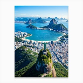 Aerial View Of Rio De Janeiro Capturing Cristo Redentor Christ The Redeemer Statue On Corcovado Mo (5) Canvas Print