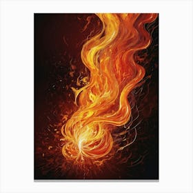 Fire On Black Background 1 Canvas Print