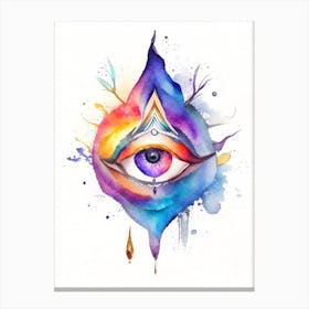 The Ajna Chakra, Symbol, Third Eye Watercolour 4 Canvas Print