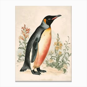 Adlie Penguin Petermann Island Vintage Botanical Painting 4 Canvas Print