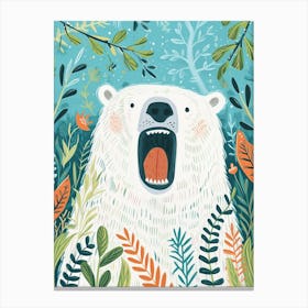 Polar Bear Growling Storybook Illustration 4 Canvas Print