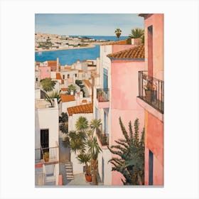 Lagos Portugal 2 Vintage Pink Travel Illustration Canvas Print