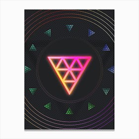 Neon Geometric Glyph in Pink and Yellow Circle Array on Black n.0017 Canvas Print