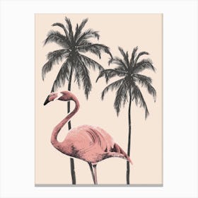 Jamess Flamingo And Palm Trees Minimalist Illustration 3 Canvas Print