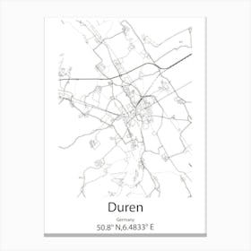 Duren,Germany Minimalist Map Canvas Print