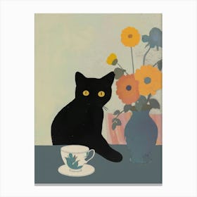 Black Cat Print Still Life With Tea Matisse Funny Canvas Print