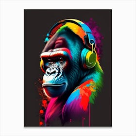 Gorilla With Headphones Gorillas Tattoo 2 Canvas Print