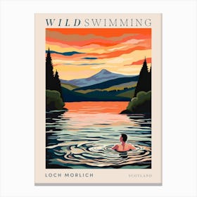 Wild Swimming At Loch Morlich Scotland 3 Poster Canvas Print