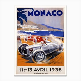 Vintage Monaco Automobile Race Poster Canvas Print