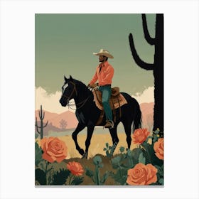 Cowboy On Horseback 5 Canvas Print