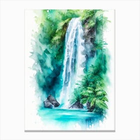 Rio Celeste Waterfall, Costa Rica Water Colour  (1) Canvas Print