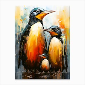 Frozen Togetherness Penguins In Harmony Canvas Print