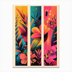 Set Of Colorful Floral Banners Canvas Print