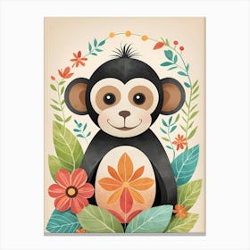 Floral Baby Monkey Nursery Illustration (29) 1 Canvas Print