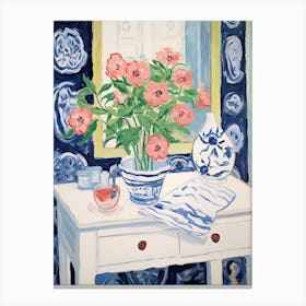 Bathroom Vanity Painting With A Hibiscus Bouquet 4 Canvas Print