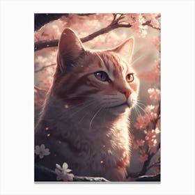 Cat In Cherry Blossoms 6 Canvas Print