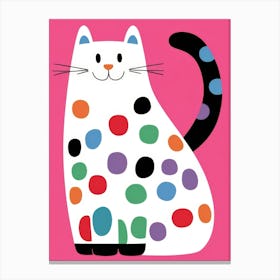 Polka Dot Cat Canvas Print