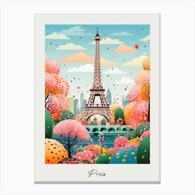 Poster Of Paris, Illustration In The Style Of Pop Art 2 Canvas Print