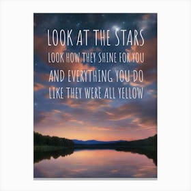 Look At The Stars Quote Lyrics Canvas Print