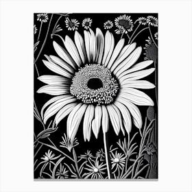 Shasta Daisy Wildflower Linocut 2 Canvas Print