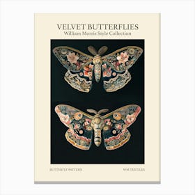 Velvet Butterflies Collection Butterfly Pattern William Morris Style 3 Canvas Print