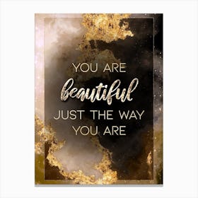 You Are Beautiful Just The Way You Are Gold Star Space Motivational Quote Canvas Print