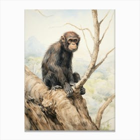 Storybook Animal Watercolour Bonobo 1 Canvas Print