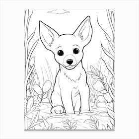 Line Art Jungle Animal Dingo 3 Canvas Print