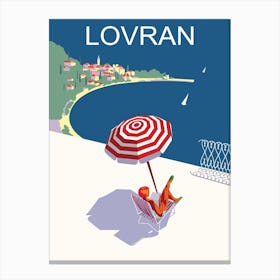 Lovran, Croatia, Sunbathing Woman on the Coast Canvas Print