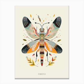 Colourful Insect Illustration Firefly 1 Poster Canvas Print