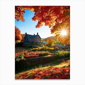 Autumnal Landscape Enhanced Saturation Leaves In Mid Fall Bright Sun Casting Dynamic Shadows Gli (1) Canvas Print