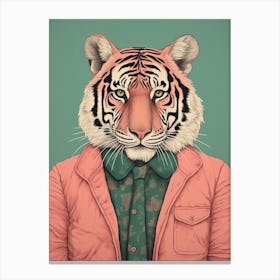 Tiger Illustrations Wearing A Blouse 2 Canvas Print