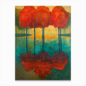 Three Trees In The Water Canvas Print