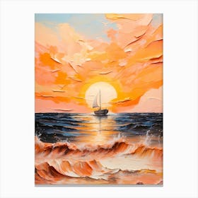 Sailboat At Sunset 12 Canvas Print