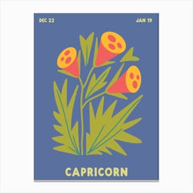 Capricorn Print Zodiac Poster Astrology Wall Decor Flower Market Botanical Canvas Print