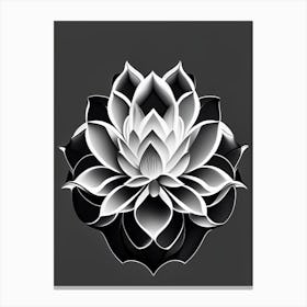 Lotus Flower Pattern Black And White Geometric 4 Canvas Print