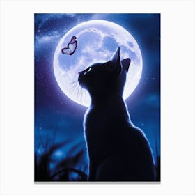 Cat In The Moonlight Canvas Print