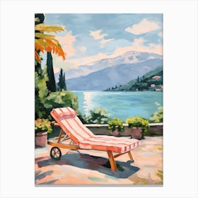 Sun Lounger By The Pool In Lake Como Italy 2 Canvas Print