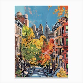 Upper West Side New York Colourful Silkscreen Illustration 4 Canvas Print